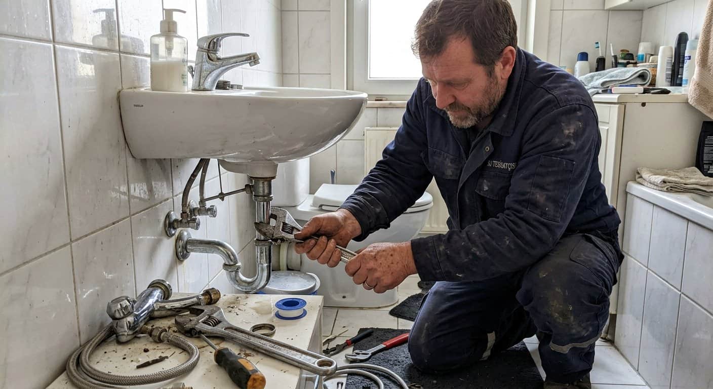 Banyo bataryası ve su bağlantısında çalışma
