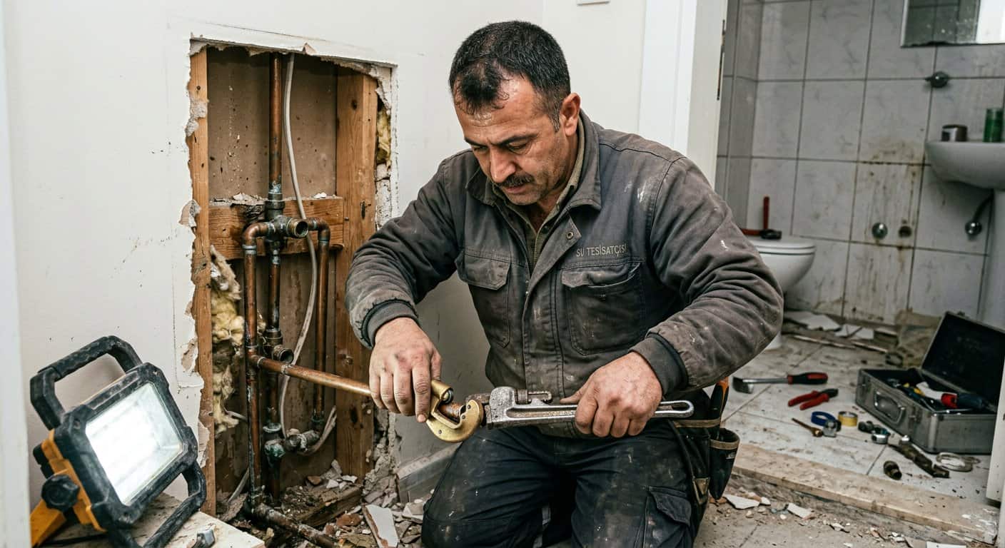 Tesisat borusu ve bağlantılarında kontrol çalışması