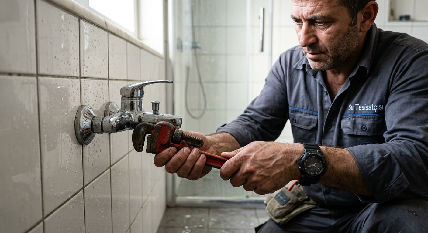 Banyo bataryası ve su bağlantısında çalışma