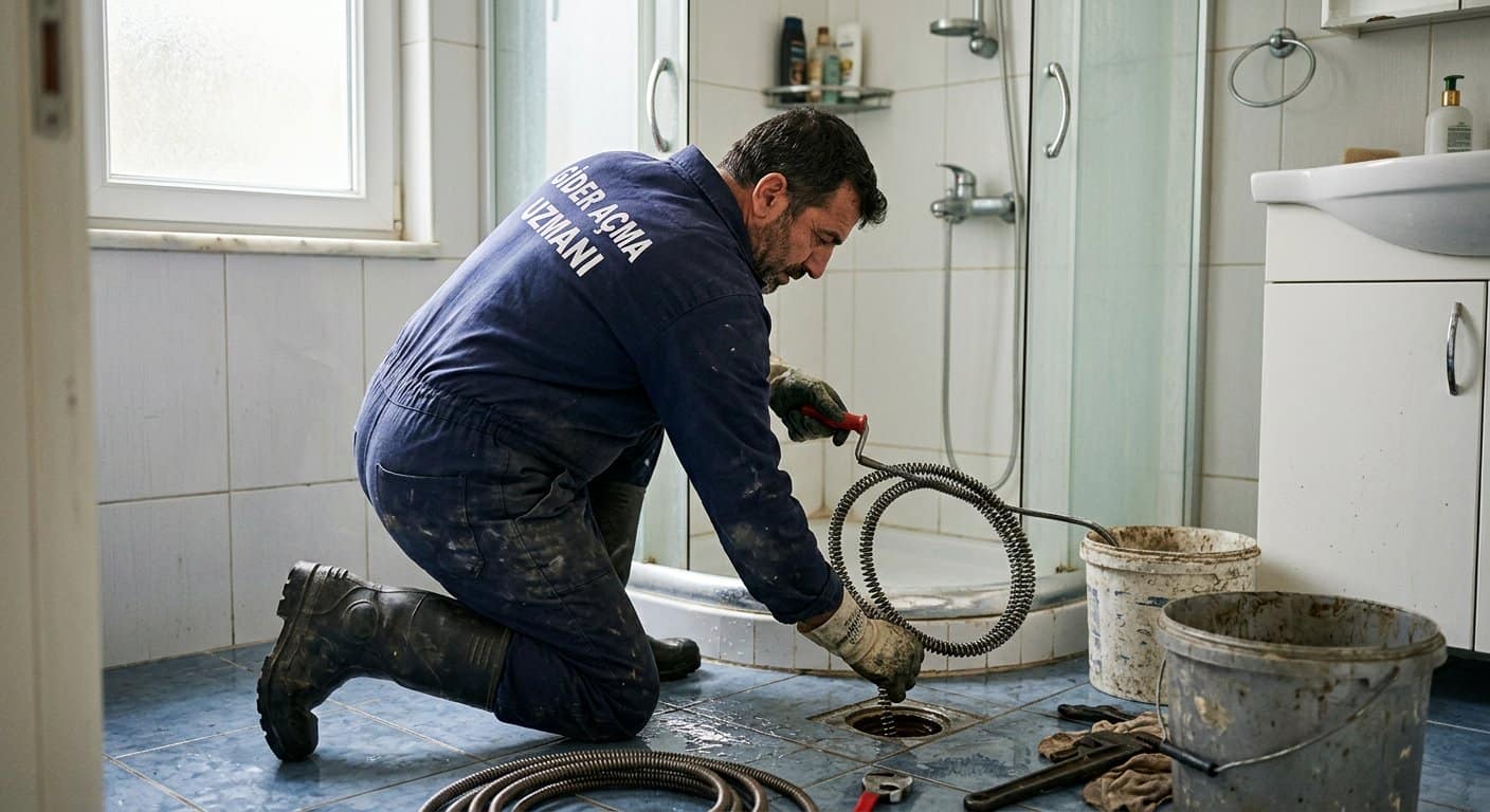 Gider açma çalışması ve tahliye hattının bulunduğu alan
