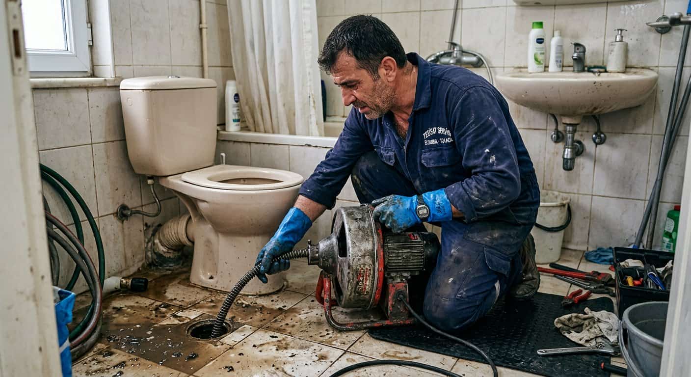 Kanalizasyon Gideri Açma için tesisat ve gider çalışması